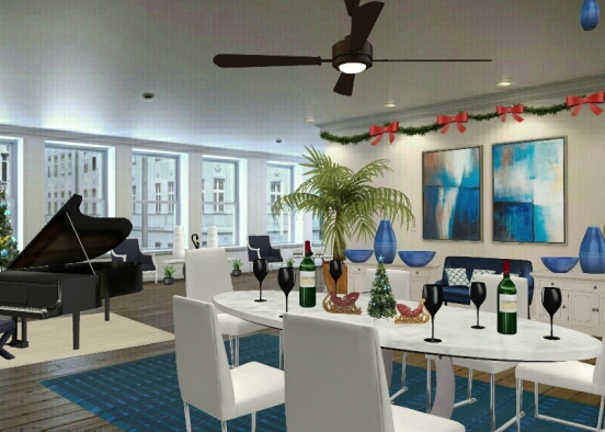 My Blue Dinning Room Design Rendering