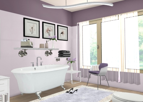 Purple bathroom Design Rendering