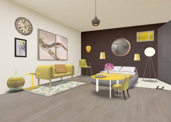Yellow bedroom Design Rendering