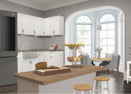 Kitchen and Breakfast table Design Rendering