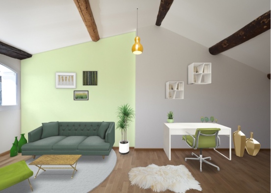 green lounge room Design Rendering