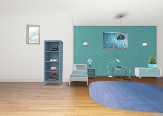 Blue kids bedroom Design Rendering