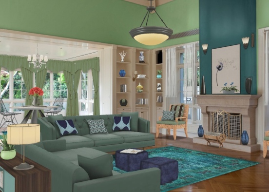 Warm and cozy family room Design Rendering