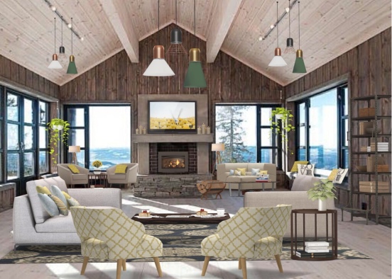 Tahoe House living room Design Rendering