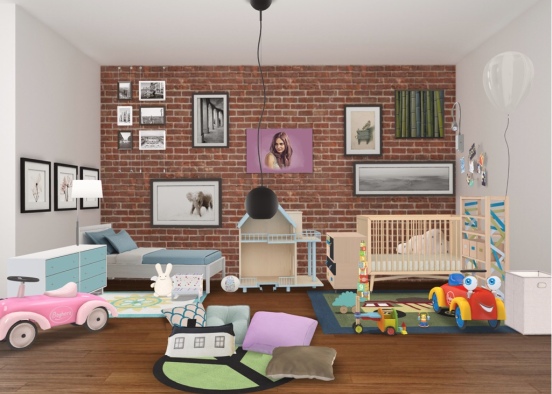 brother and sisters room Design Rendering