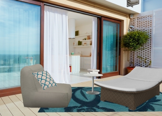 Relaxing outdoor beach lounge space Design Rendering