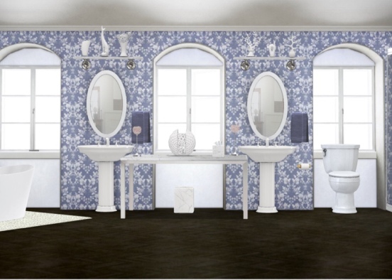 Classy Purple Bathroom Design Rendering