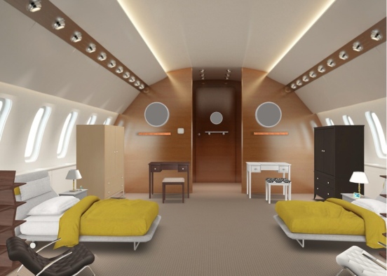 Airplane hotel room Design Rendering