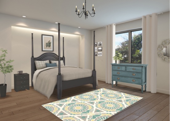 Teal Bedroom Design Rendering