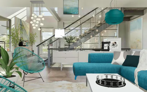 Bright Teal and white