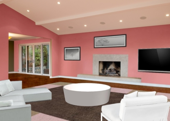 Pink living room Design Rendering