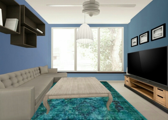 Blue Living room Design Rendering