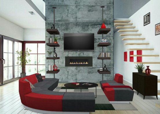 Super modern living room Design Rendering