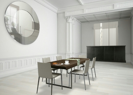 White dining room Design Rendering