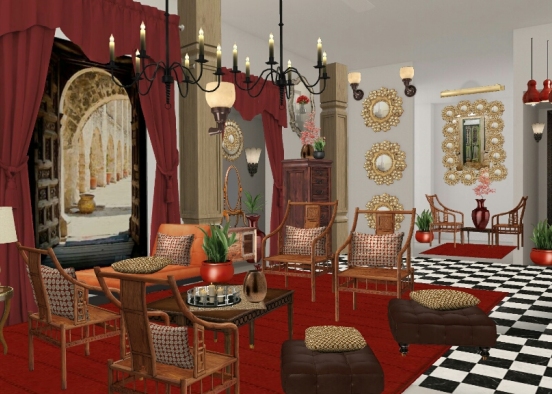 Rajasthani style living room2 Design Rendering