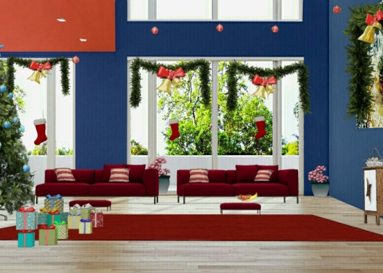 Christmas day living room  look  Design Rendering