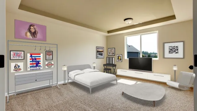 teenager retro and modern combined style bedroom