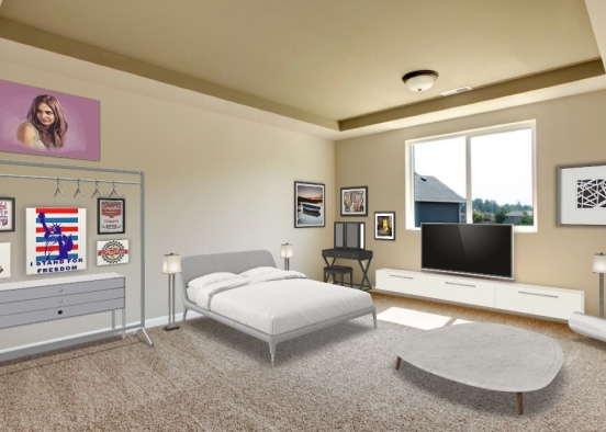 teenager retro and modern combined style bedroom Design Rendering