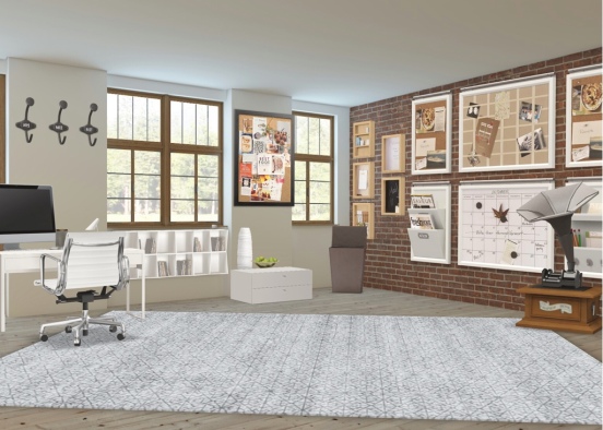 Clean iron and white office Design Rendering