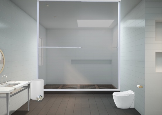 Minimal Monotone Guest Bathroom Design Rendering