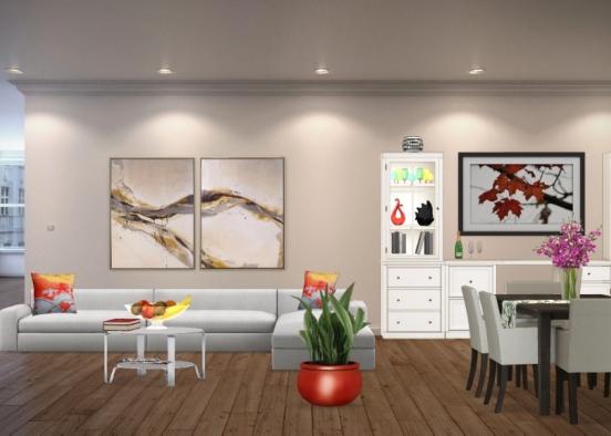 Sala de estar-Comedor / Vista 2 Design Rendering