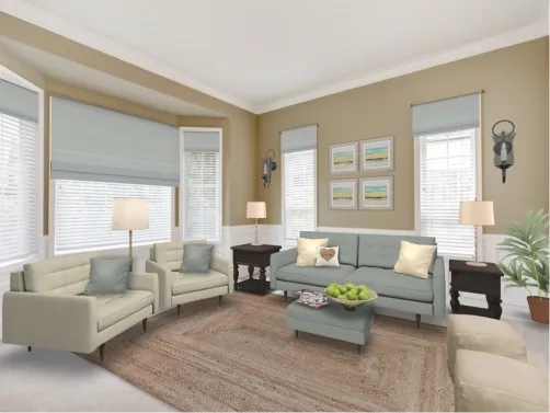 beige and green living room