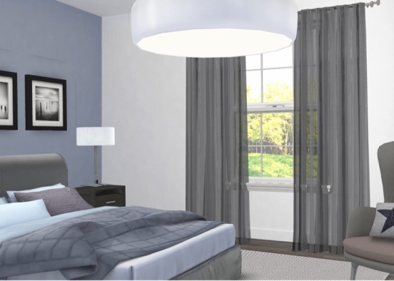 Grey Bedroom Design Rendering