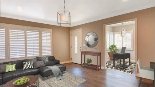 Cute living area with open office 