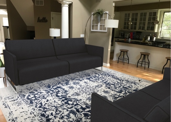 Dark gray sofa. No armchairs 3 Design Rendering