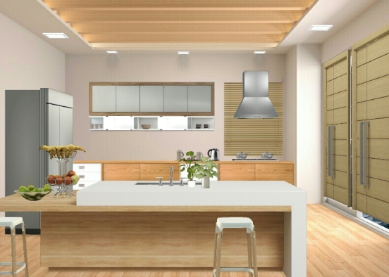 Neutral japanese kitchen Design Rendering