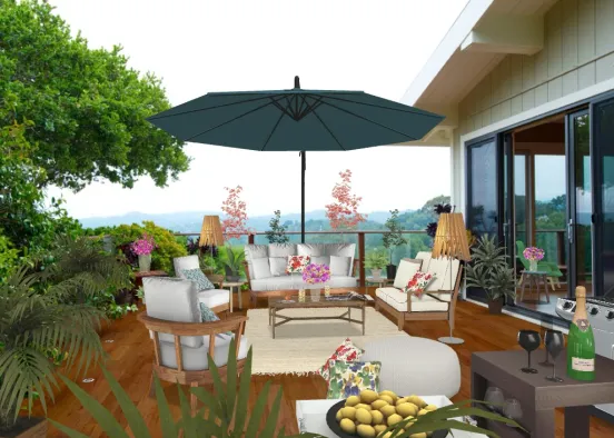 The balcony is comfortable and nice Design Rendering
