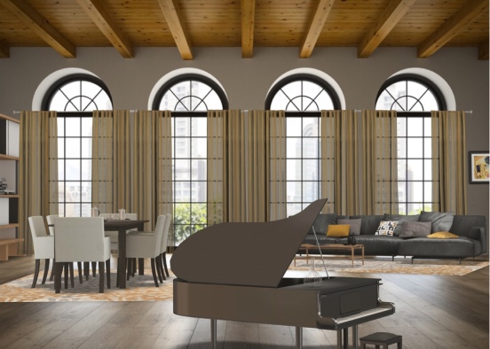 Living with Piano  Design Rendering