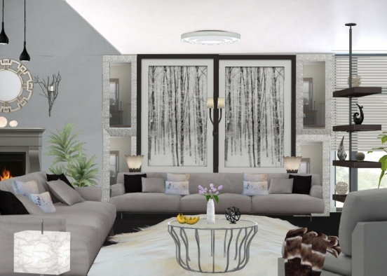 Grey Living Room 2 Design Rendering