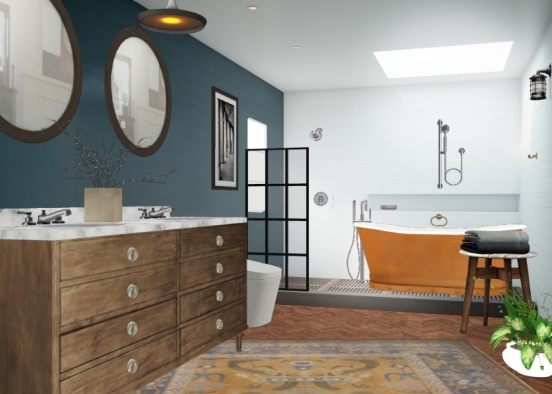 Industrial chic bathroom! Design Rendering