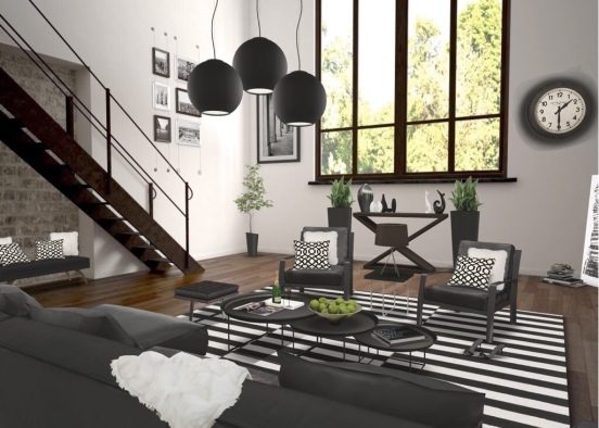 Black and White Loft Design Rendering