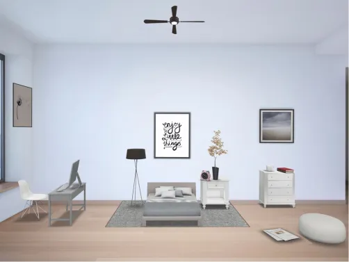 Cute and gray colored bedroom