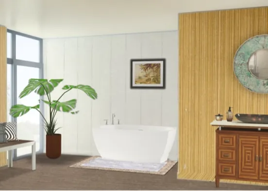 Tropical Bathroom  Design Rendering