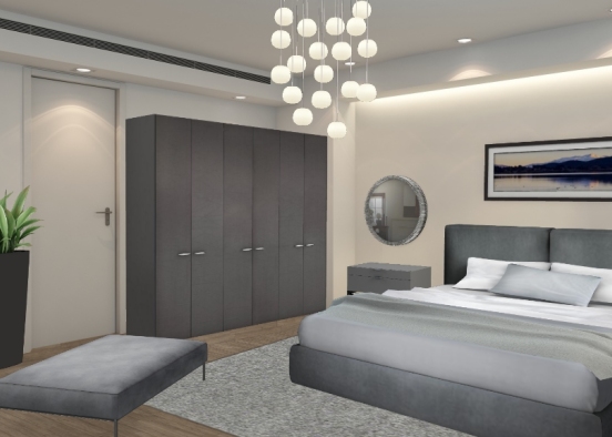 Bedroom grey Design Rendering