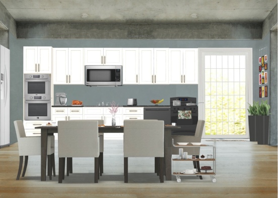 Cozinha e Sala de Jantar Design Rendering