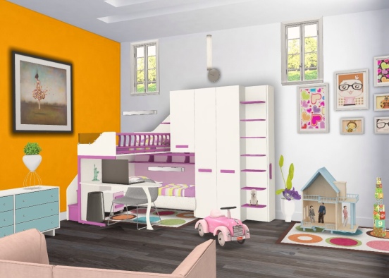colorful kids bedroom Design Rendering
