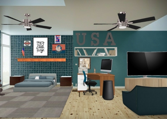 College Apartment Room Design Rendering