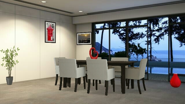 Touch of red dining room Design Rendering