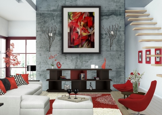 Contemporary LR in Red and White Design Rendering