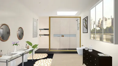Gold beige bathroom