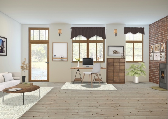 Country office|living room Design Rendering
