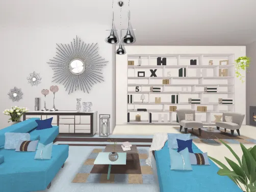 Salón azul celeste