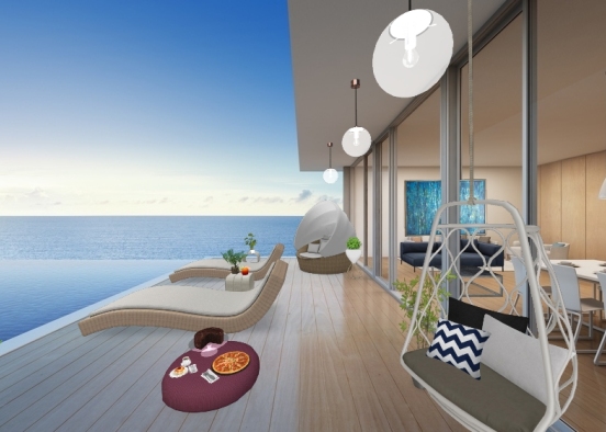 Salon de jardin vue sur la mer 💙❤ Design Rendering