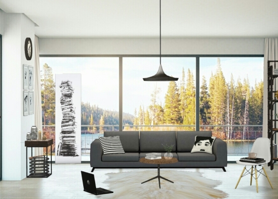 Scandinavian style living room Design Rendering