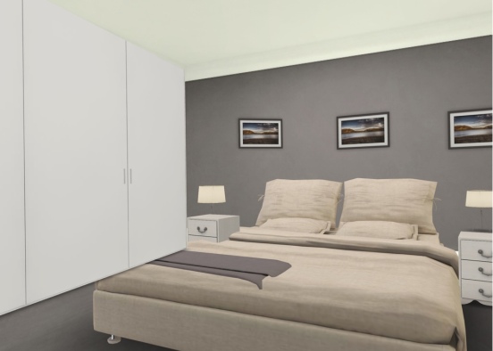 Master Bedroom - Grey & Cream Design Rendering