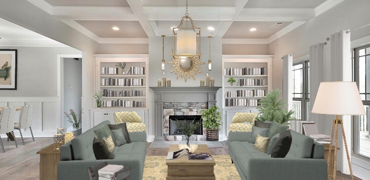 Soft and classic living room  Design Rendering